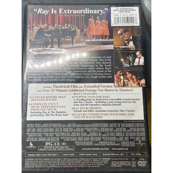 Ray DVD Jamie Foxx Widescreen Edition Original Case and Artwork - Picture 2 of 3